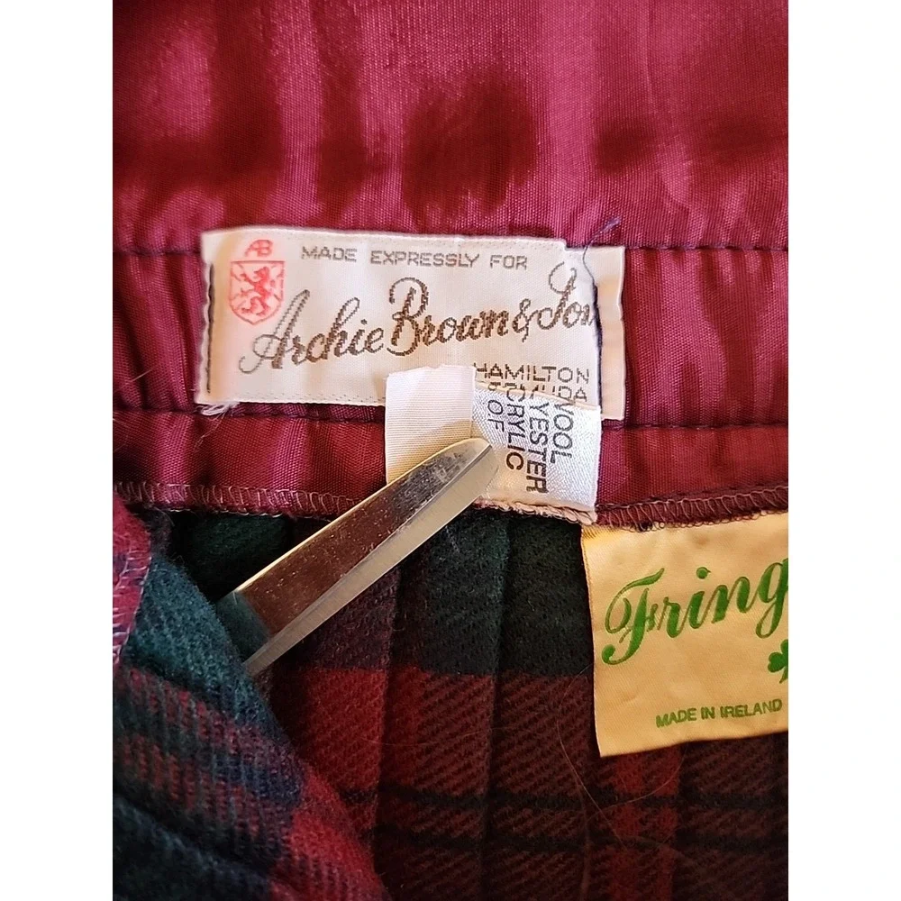 VTG Archie‎ Brown & Son Pleated Skirt Vest Holiday Preppy Red Green Plaid Girl 8